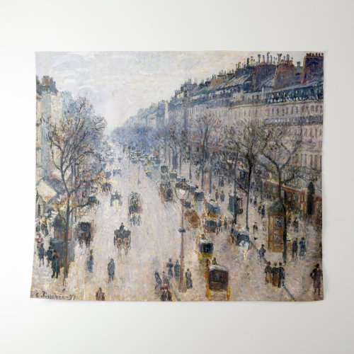 Pissarro _ Boulevard Montmartre Winter Morning Tapestry