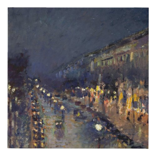 Pissarro Boulevard Night Faux Wrapped Canvas Print