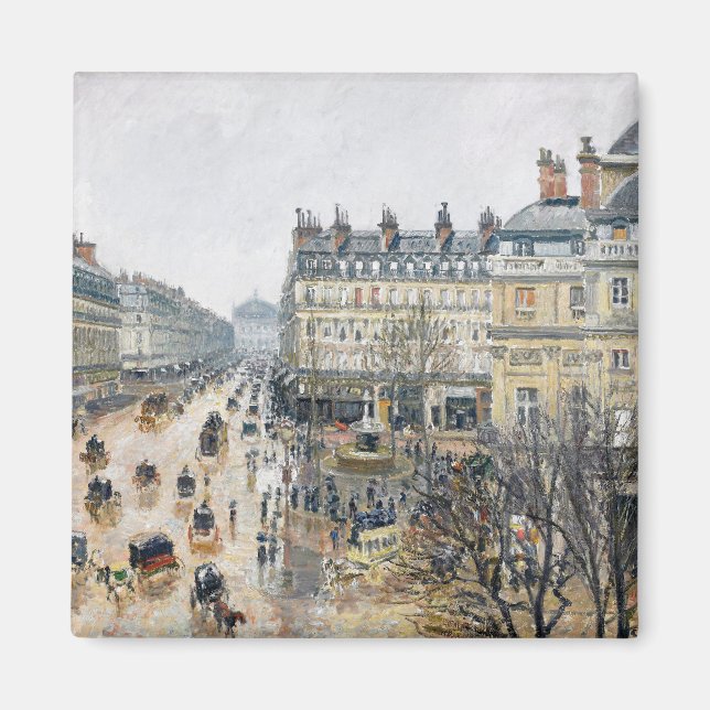 Pissarro - French Theater Square, Paris, Square Magnet (Front)