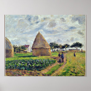 PISSARRO - HAYSTACKS AND CABBAGE PATCH POSTER