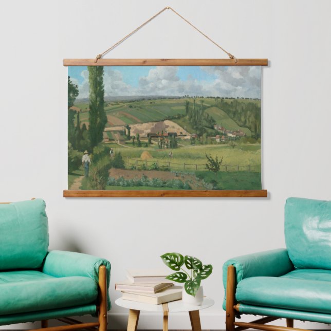 Pissarro Landscape Les Patis Famous Art Wood Wall Hanging Tapestry (Living Room)