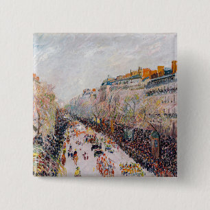 Pissarro - Montmartre, Mardi Gras on the Boulevard Button