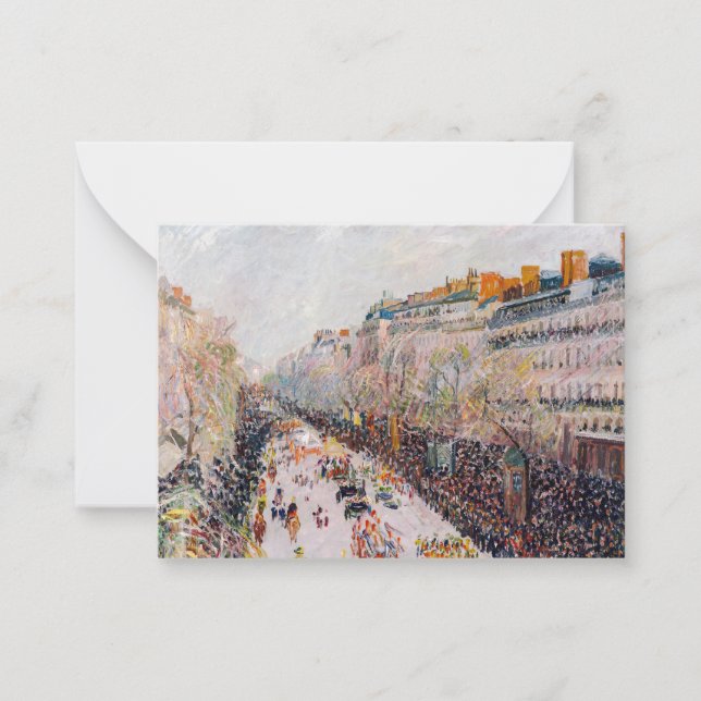 Pissarro - Montmartre, Mardi Gras on the Boulevard Note Card (Front)