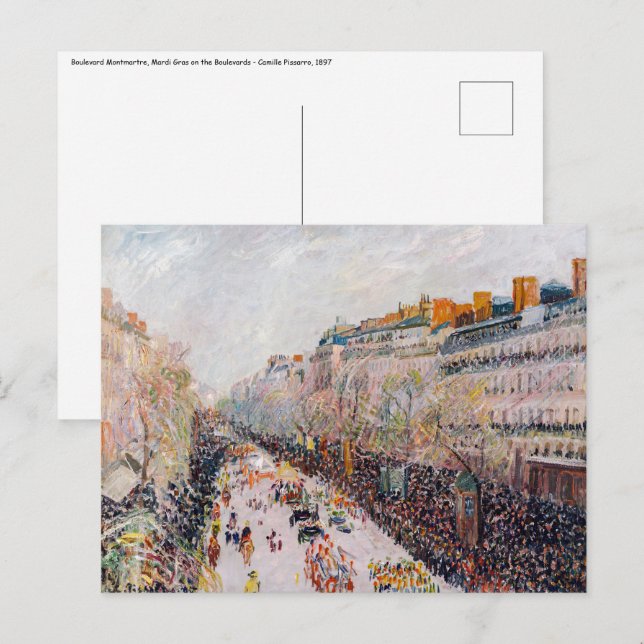 Pissarro - Montmartre, Mardi Gras on the Boulevard Postcard (Front/Back)