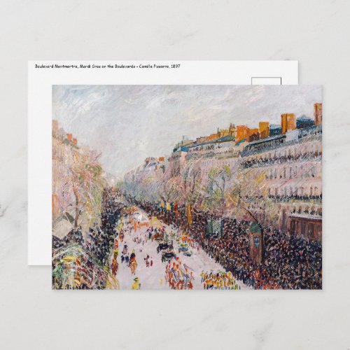 Pissarro _ Montmartre Mardi Gras on the Boulevard Postcard