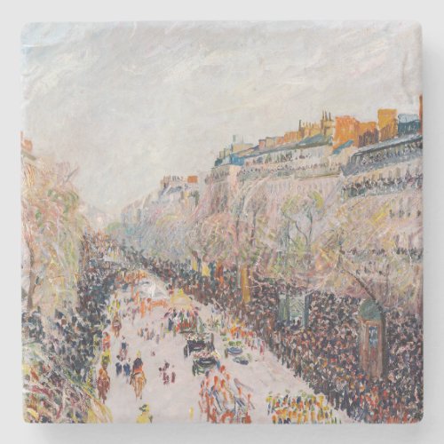 Pissarro _ Montmartre Mardi Gras on the Boulevard Stone Coaster