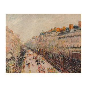 Pissarro - Montmartre, Mardi Gras on the Boulevard Wood Wall Art