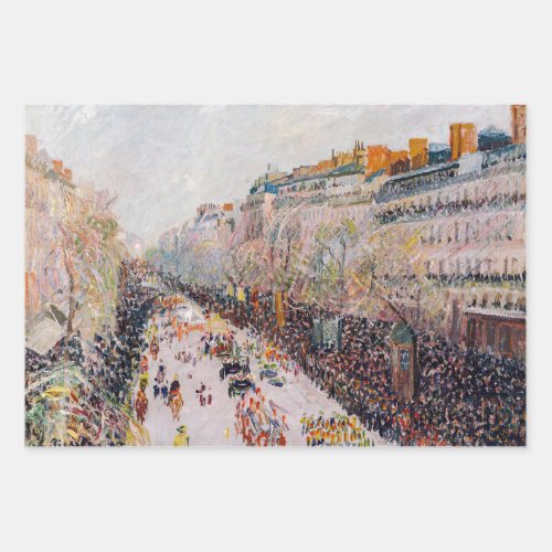 Pissarro _ Montmartre Mardi Gras on the Boulevard Wrapping Paper Sheets