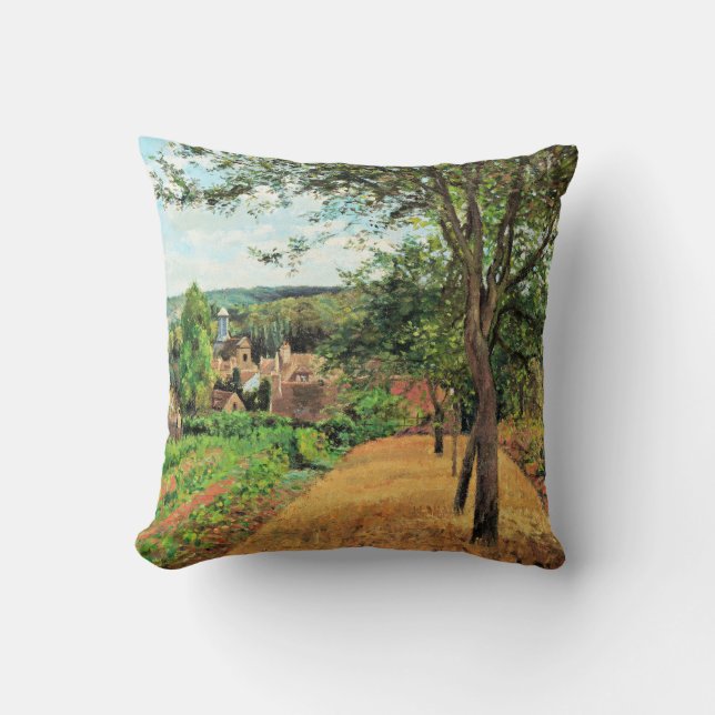 Pissarro - Orchards of Louveciennes, fine art, Throw Pillow (Front)