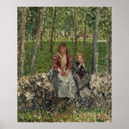 Pissarro _ Peasants Seated Under The Trees Moret Poster
