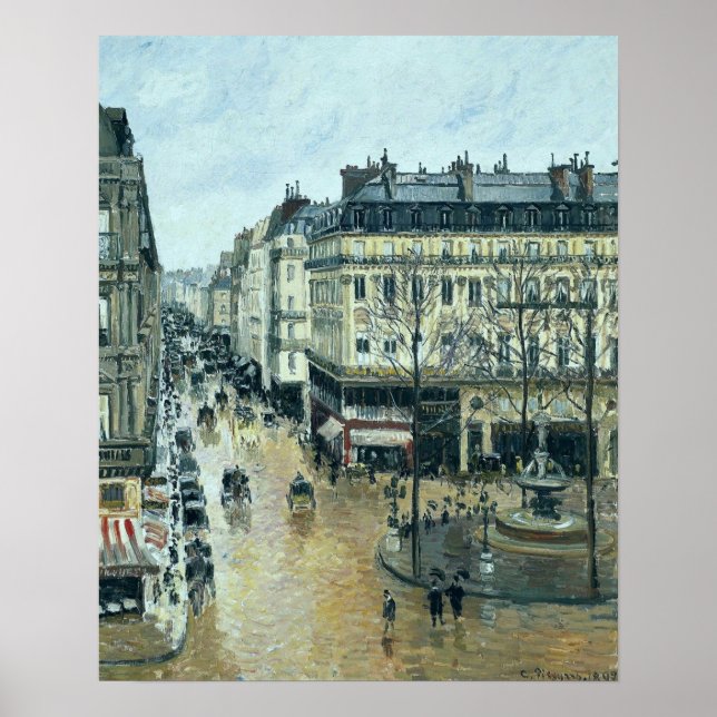 Pissarro - Rue Saint-Honore Afternoon Rain Effect Poster (Front)