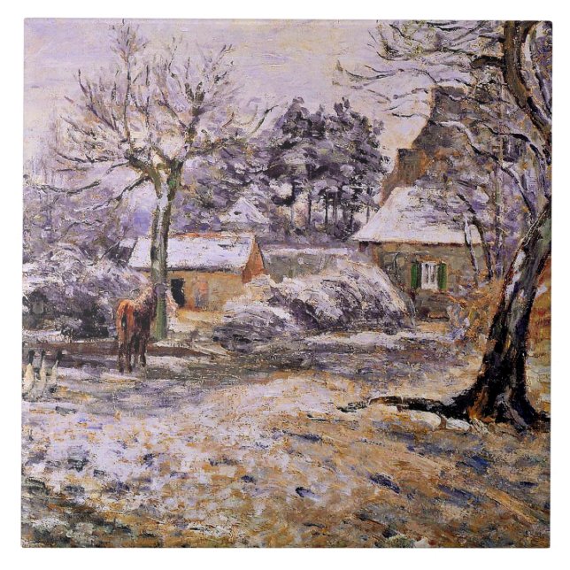 Pissarro - Snow at Montfoucault Ceramic Tile (Front)