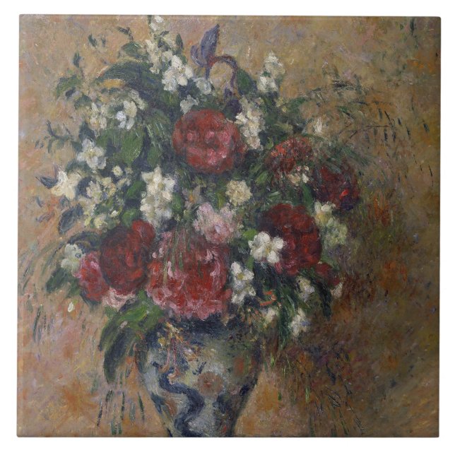 Pissarro Still life with peonies and mock orange Ceramic Tile (Front)