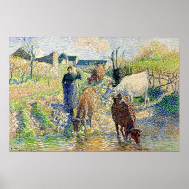 Pissarro - The Cows Watering Osny 1886 Poster (Front)