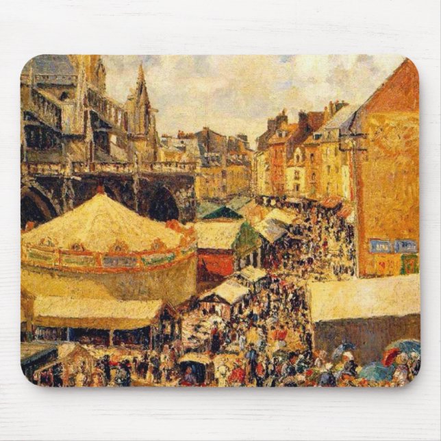 Pissarro: The Fair in Dieppe, Sunny Morning Mouse Pad (Front)