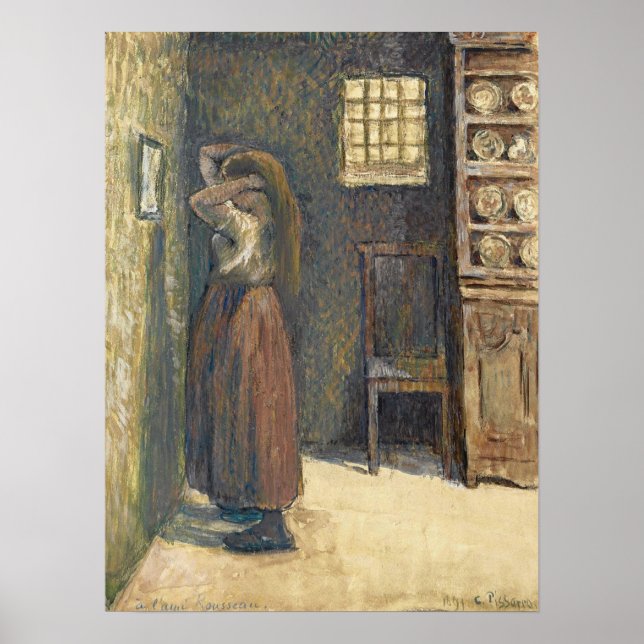 Pissarro - Young Peasant Girl At Her Toilette 1891 Poster (Front)