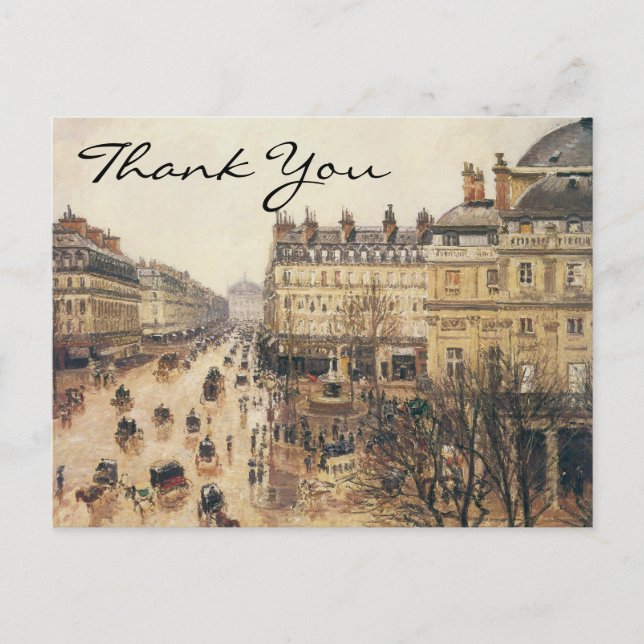 Pissarro's Place du Théâtre Français, Paris: Rain Postcard (Front)