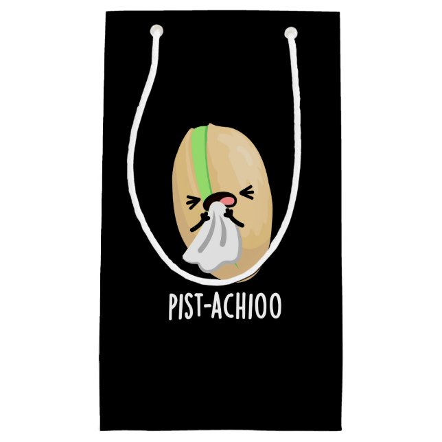 Pist-achioo Funny Sneezing Pistachio Pun Dark BG Small Gift Bag (Front)
