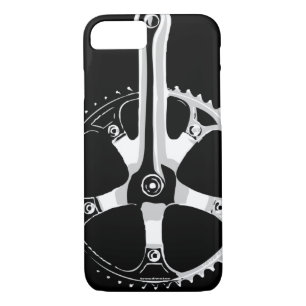 Pista Bicycle Crankset - white on black iPhone 8/7 Case