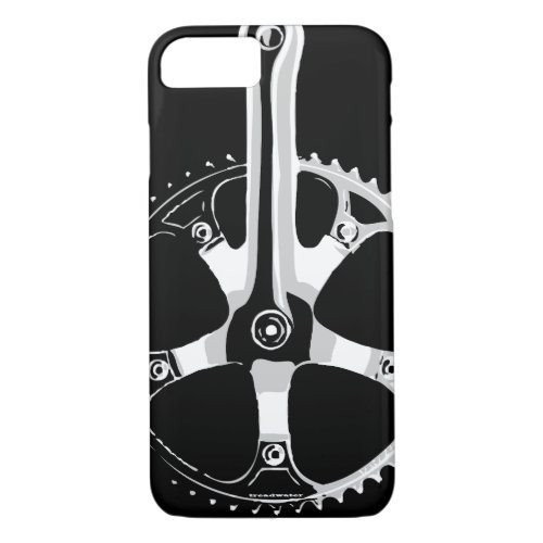 Pista Bicycle Crankset _ white on black iPhone 87 Case