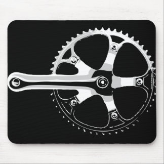 Pista Bicycle Crankset - white on black Mouse Pad