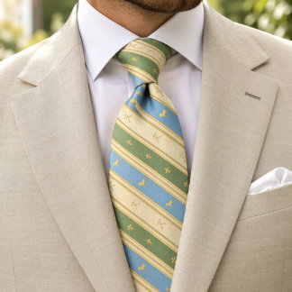 Pistachio Blue & Butter Yellow Wedding Neck Tie