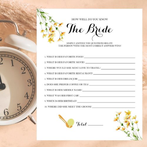 Pistachio Bridal Shower Do You Know The Bride Game