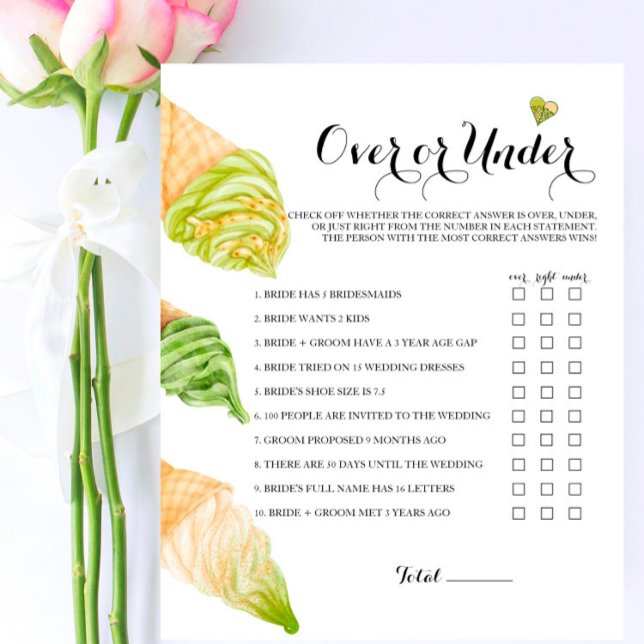 Pistachio Bridal Shower Over or Under Game (Creator Uploaded)