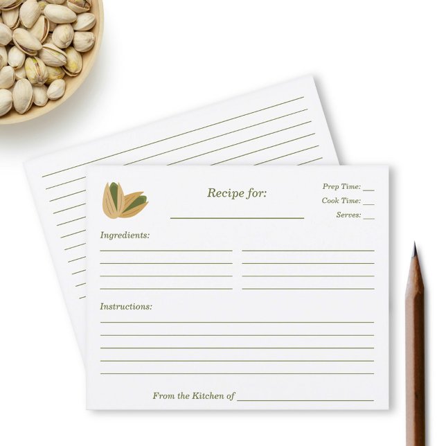 Pistachio Bridal Shower Recipe Card (Pistachio Recipe Card)