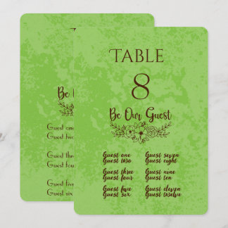 Pistachio & Chocolate Table Number and Place Card 