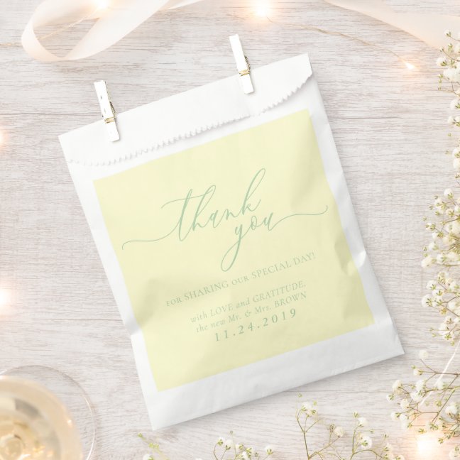 Pistachio & Cream Formal Minimalist Wedding Favor Bag