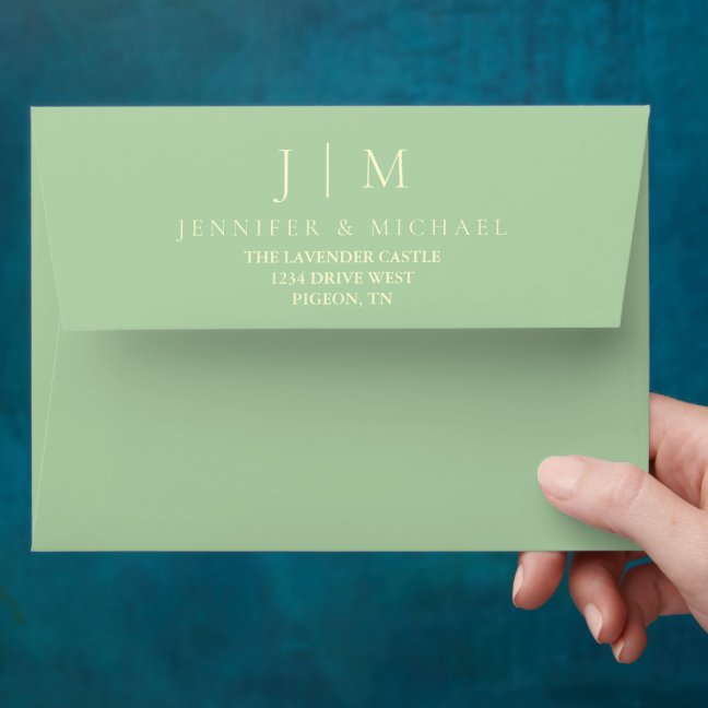 Pistachio & Cream Formal Modern Minimalist Wedding Envelope