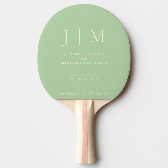 Pistachio & Cream Formal Simple Fun Wedding Ping Pong Paddle (Front)
