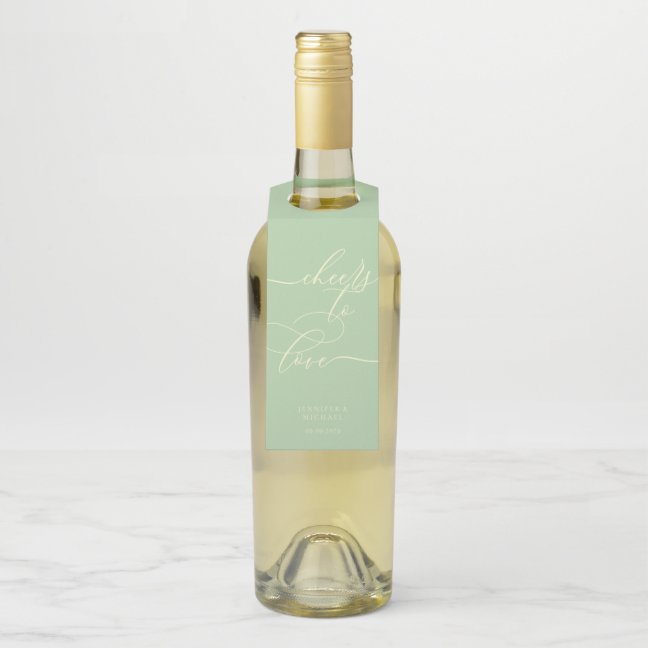 Pistachio & Cream Love Signature Party Celebration Bottle Hanger Tag