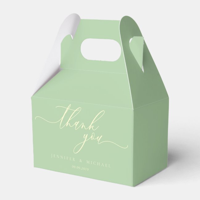 Pistachio Cream Modern Brand Wedding Thank You Favor Boxes