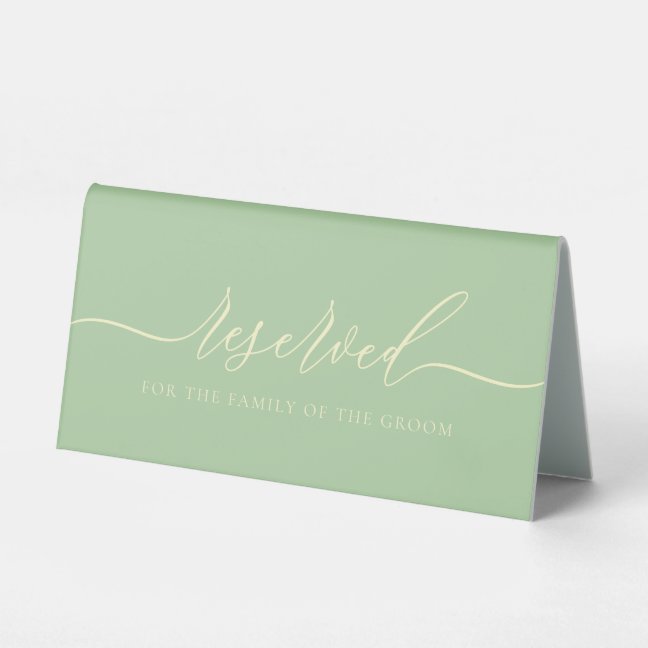 Pistachio & Cream Reserved for groom family Table Tent