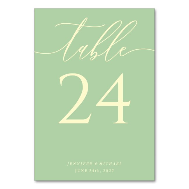 Pistachio & Cream Simple Elegant Seating Table Number