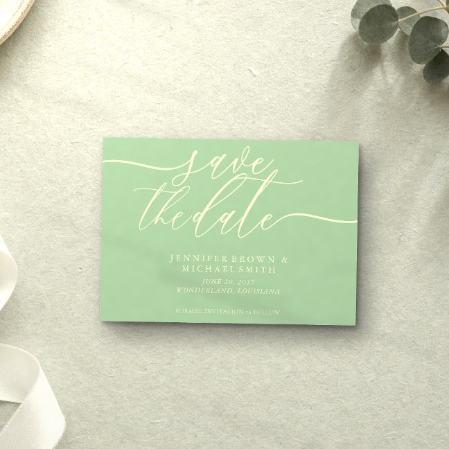 Pistachio & Cream Wedding Save Date Photo Save The Date