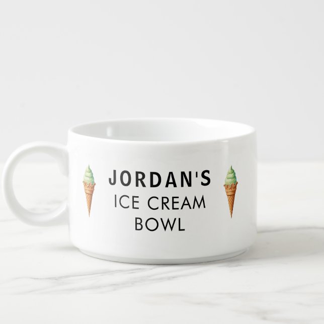 Pistachio Flavor Cone Personalized Ice Cream Bowl (Right)