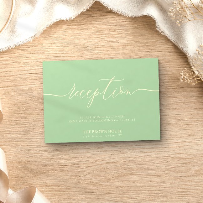 Pistachio Formal Wedding after dinner reception Invitation