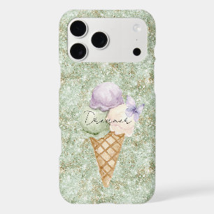 Pistachio Glitter Ice Cream Lavender Butterfly iPhone 17 Pro Max Case