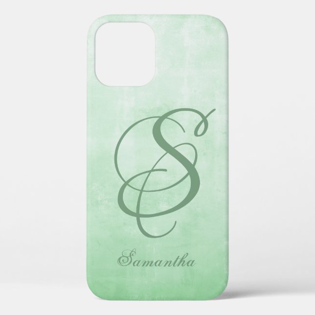 Pistachio Gray stylish rustic monogram Case-Mate iPhone Case (Back)