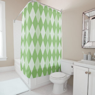 Pistachio Green Argyle Pale Green Small Diamond Shower Curtain