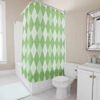 Pistachio Green Argyle Pale Green Small Diamond Shower Curtain