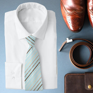 Pistachio Green Brown Stripes Pattern Modern Chic Neck Tie