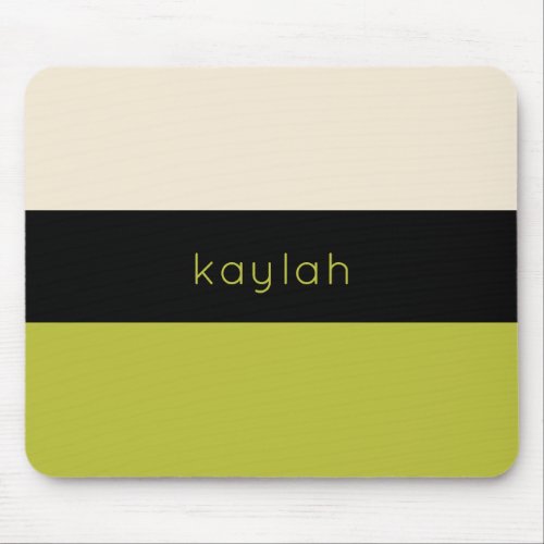 Pistachio Green Color Block Pattern with Name Mouse Pad