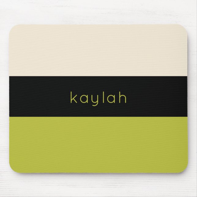 Pistachio Green Color Block Pattern with Name Mouse Pad (Front)