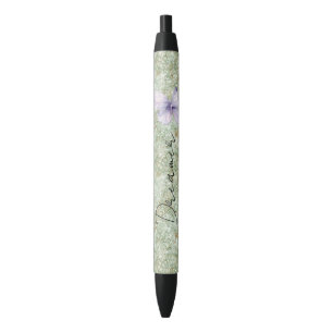 Pistachio Green Glitter Lavender Butterfly Pen