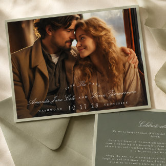 Pistachio Green Landscape Save the Date Card