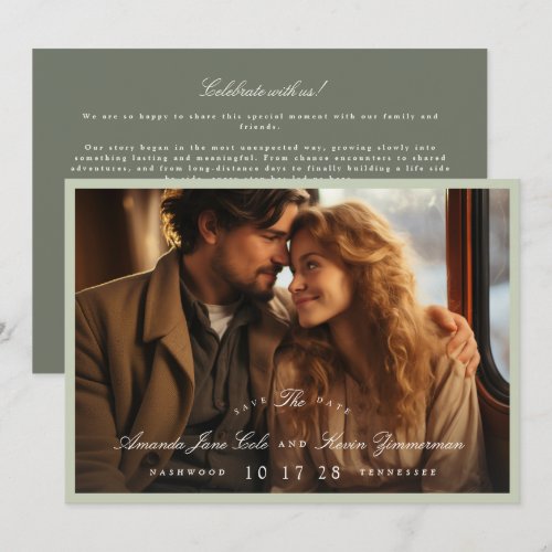 Pistachio Green Landscape Save the Date Card